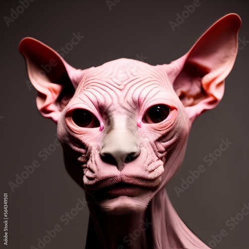 Portrait of a sphynx cat. Digital illustration. Generative AI.