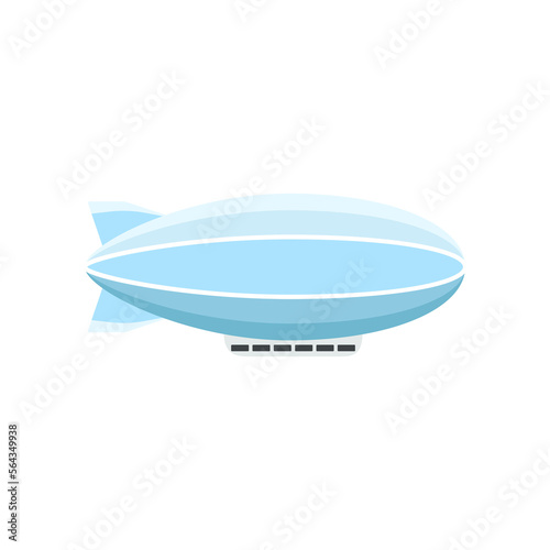 Colorful blue dirigible vector illustration. Retro zeppelin or airship for carrying passengers isolated on white background. Transportation, tourism, aviation industry concept