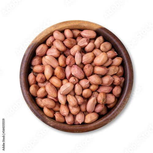 Raw peanuts in a bowl isolated over white background