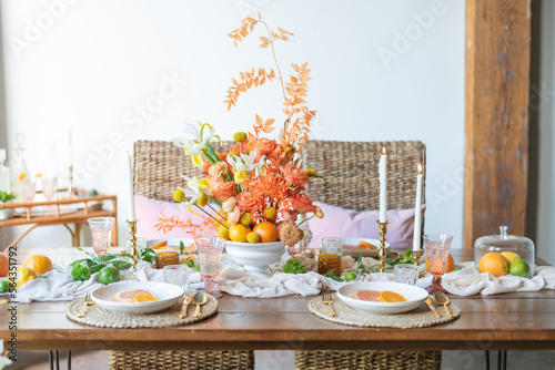 Citrus orange tablescape table