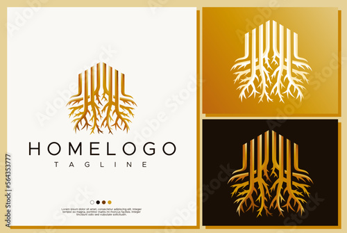 Nature home root garden park logo design