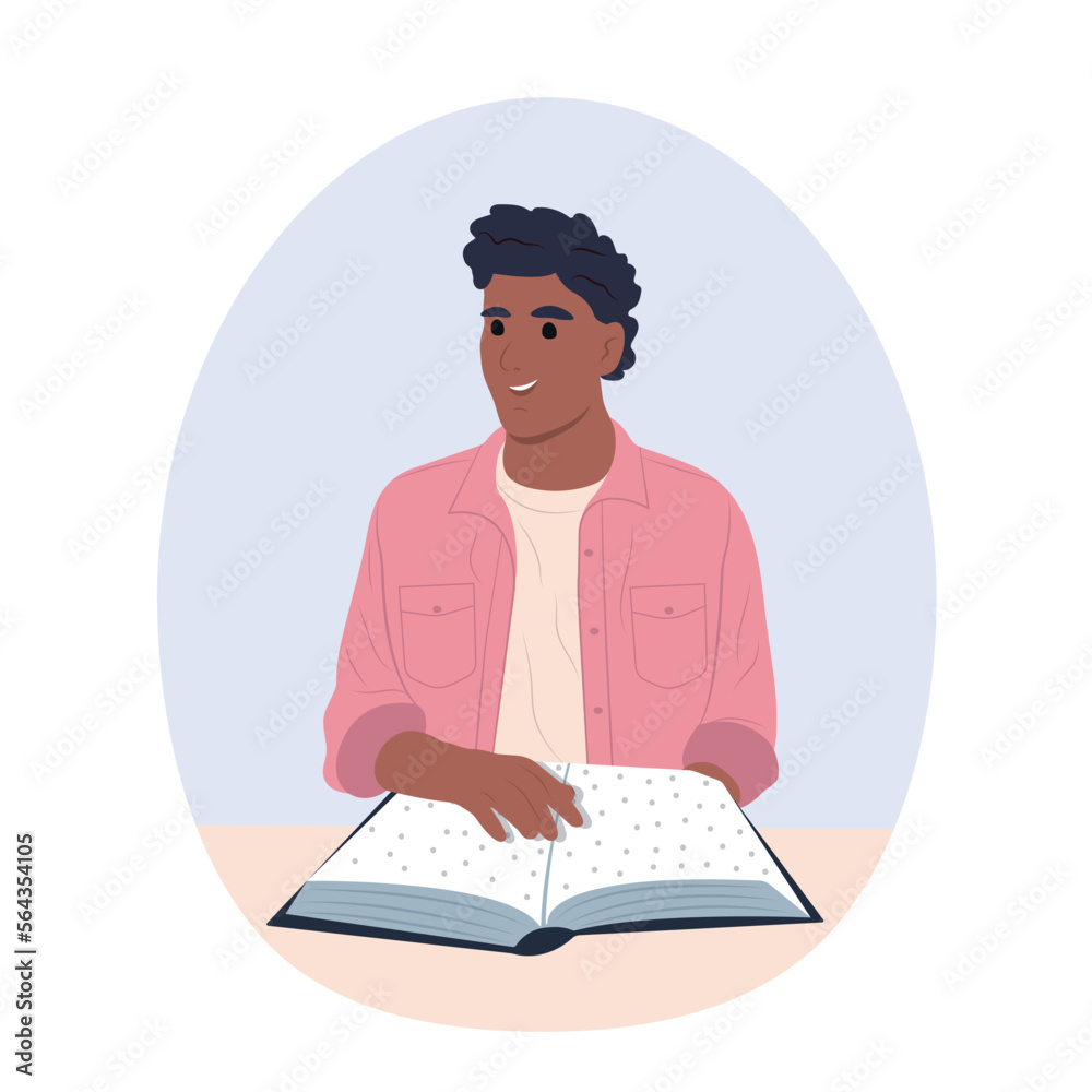 National Reading Day in America. We read together. A young smiling African American man is holding and reading a very interesting book. National Reading Day in America. We read together. A young smiling African American man is holding and reading a very interesting book.