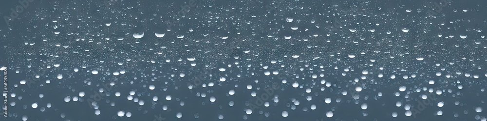 Raindrops on glass - panoramic photorealistic image with 3D shading created by generative AI for web banners Raindrops on glass - panoramic photorealistic image with 3D shading created by generative AI for web banners