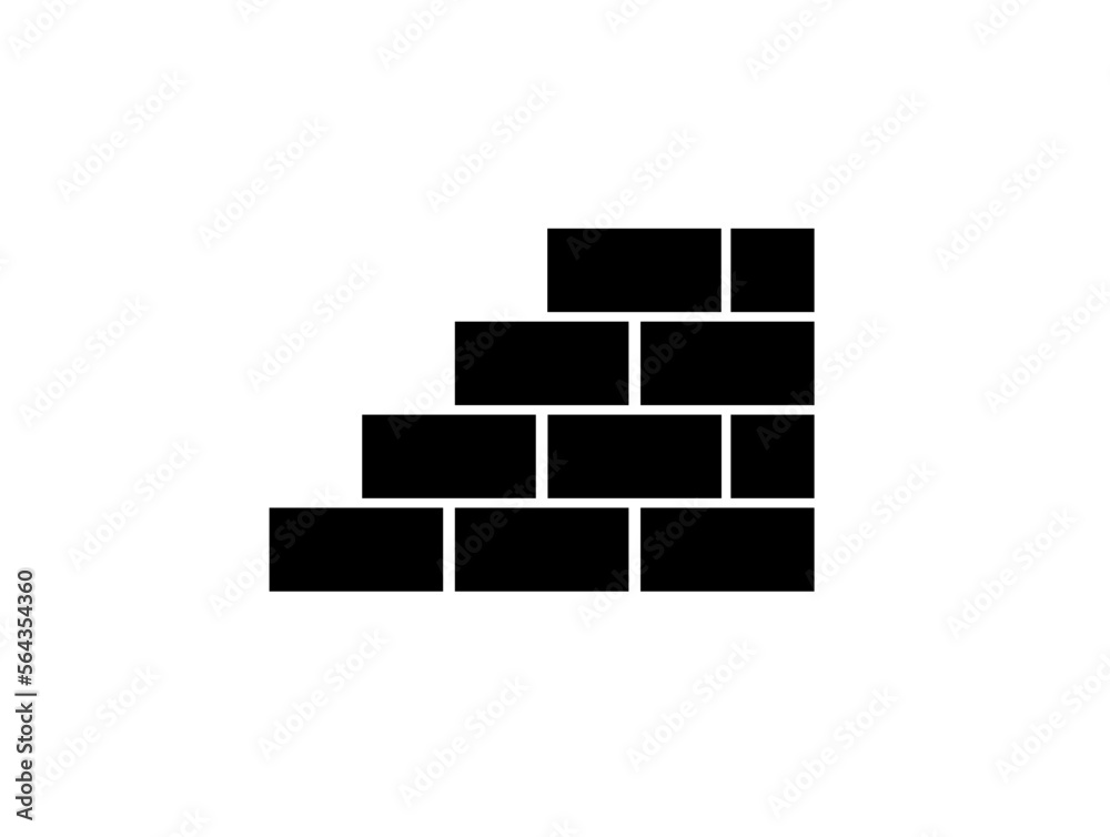Wall icon. Vector for construction, design works and structures. Blocks icon isolated on white background Wall icon. Vector for construction, design works and structures. Blocks icon isolated on white background