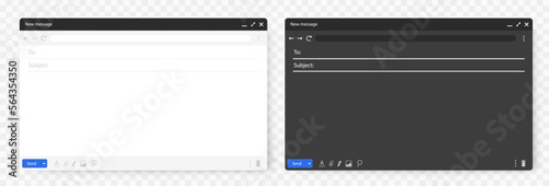 Set of email interface. Template of browser window illustration