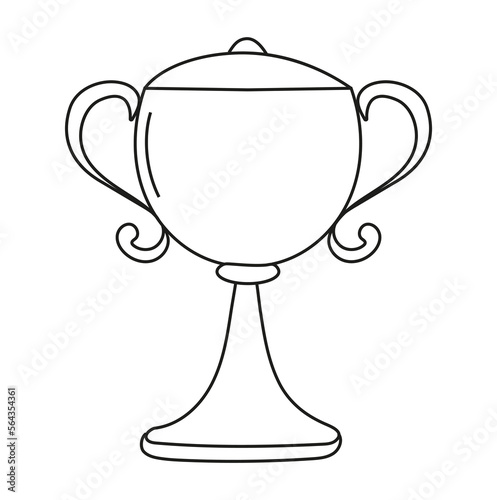 Winners cup icon vector in doodle style. First place icon. Champion cup in doodle style. Awards, trophy cups, stars.