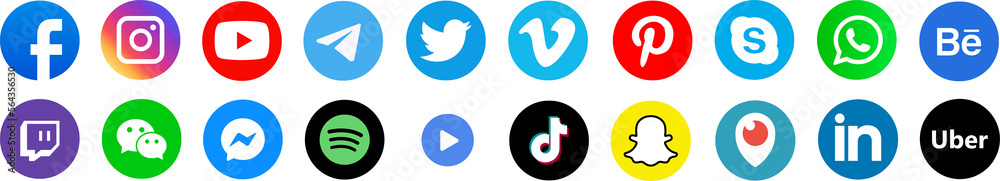 Social media icons illustration. facebook, twitter instagram and