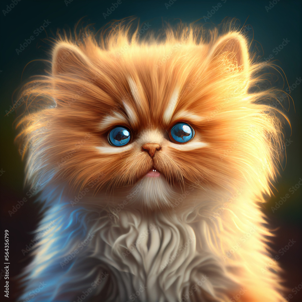 Fluffy cute kitty, generative ai