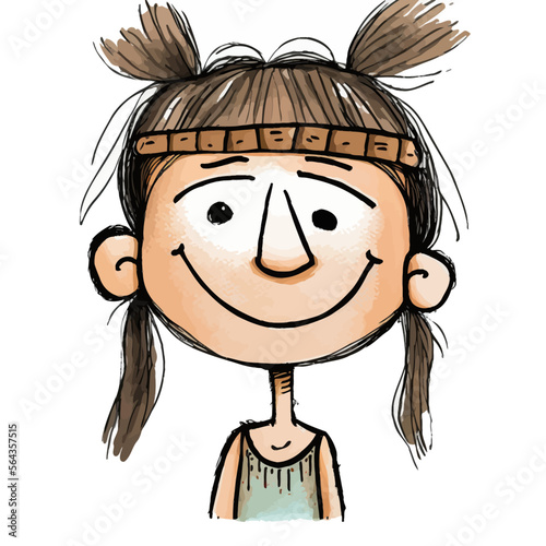 A wild child girl, dressed in a barbaric look. Vector illustration rich in detail and color, perfect for graphic design projects.