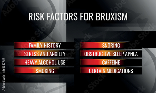 risk factors for Bruxism. Vector illustration for medical journal or brochure.