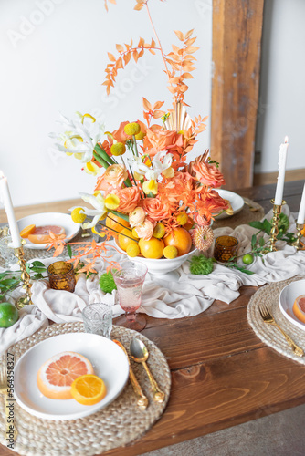 Citrus orange tablescape table