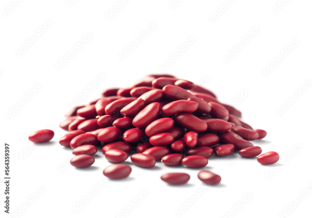 Falling red kidney beans isolated on white background