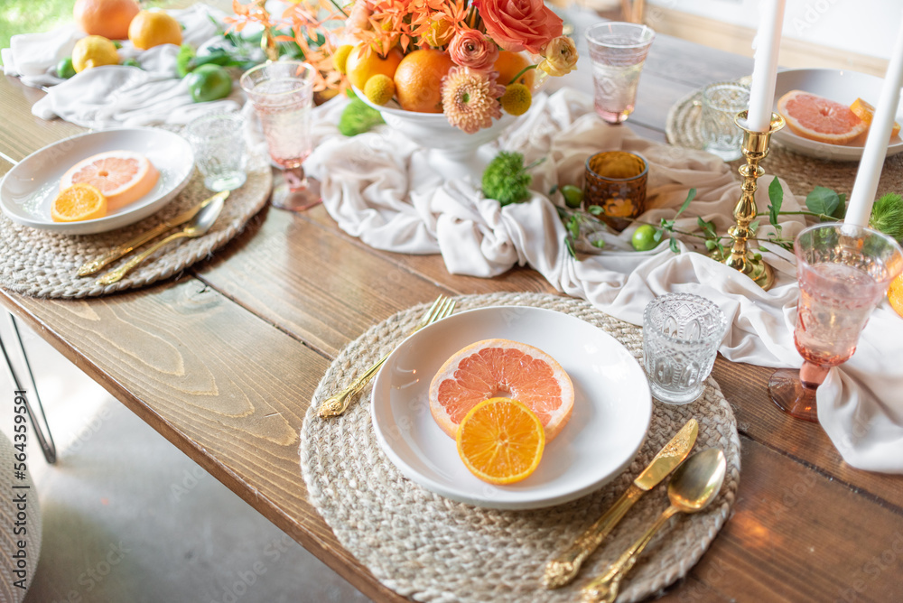 Citrus orange tablescape table