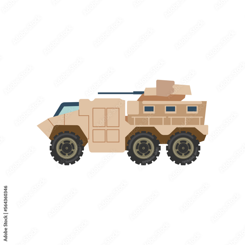 Military Humvee vector illustration. Cartoon drawing of armored truck