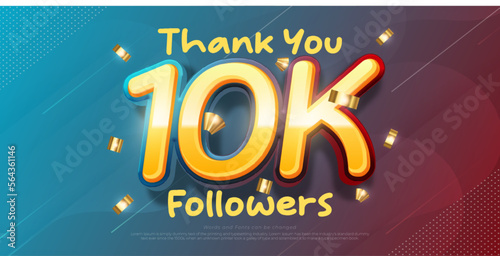 Gradient vector text effect 10k social media followers and subscribers thank you post design