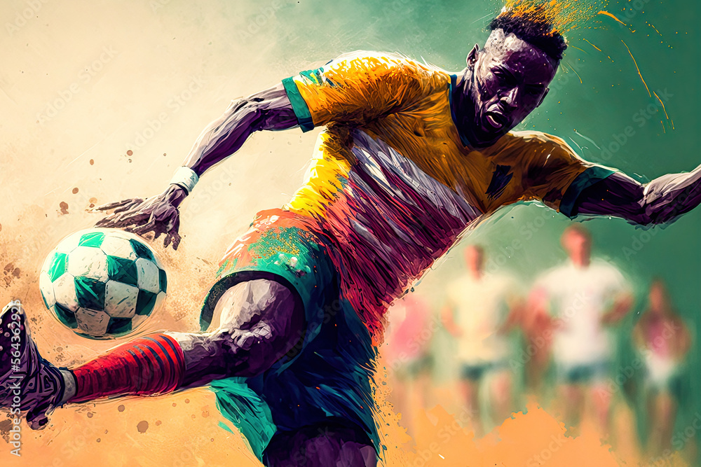Fußball Soccer Action Sport Kampf Liga Generative AI Digital Art Background Hintergrund Illustration