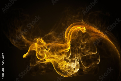 Gold Smoke Abstract Texture Yellow and Black Background Generative AI