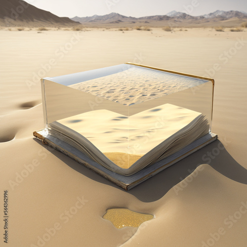 desert water book5, generative ai photo