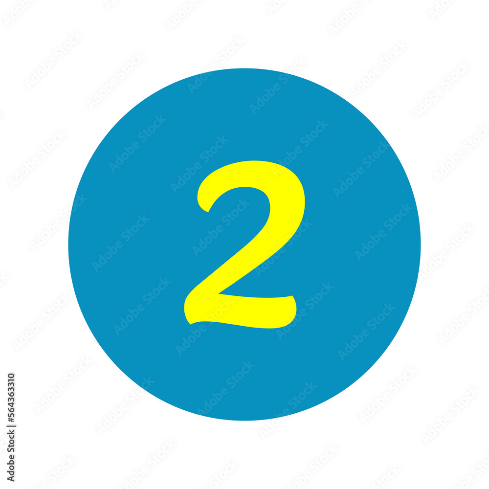 Number two. In blue circle. Isolated flat icon. Vector illustration. Number two. In blue circle. Isolated flat icon. Vector illustration.