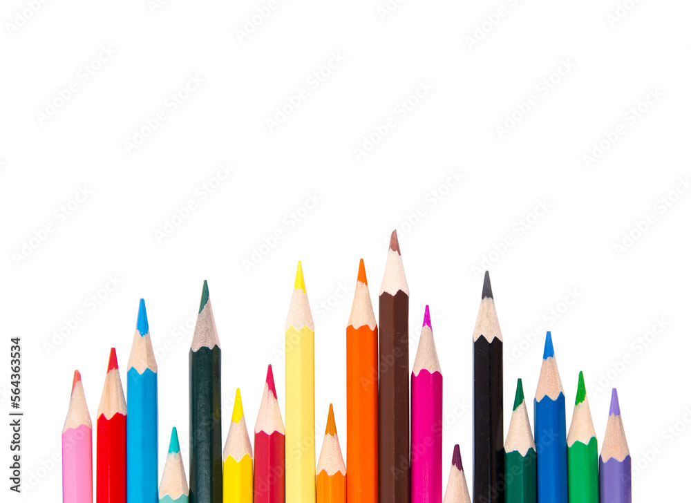 Color Pencils on a White Background, copy space