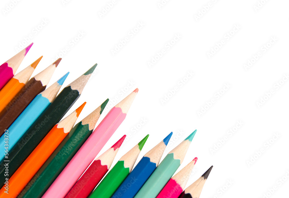Color Pencils on a White Background, copy space Color Pencils on a White Background, copy space