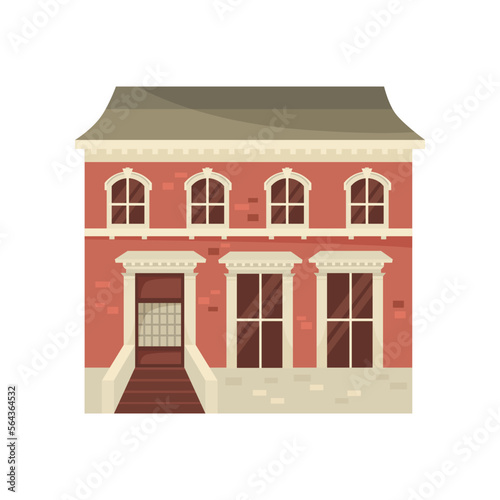 Victorian detached house vector illustration. Cartoon building from Victorian city isolated on white background. History, fashion, architecture concept