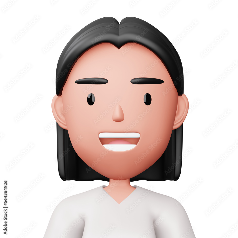 Cute cartoon woman, happy people, 3d rendering Cute cartoon woman, happy people, 3d rendering