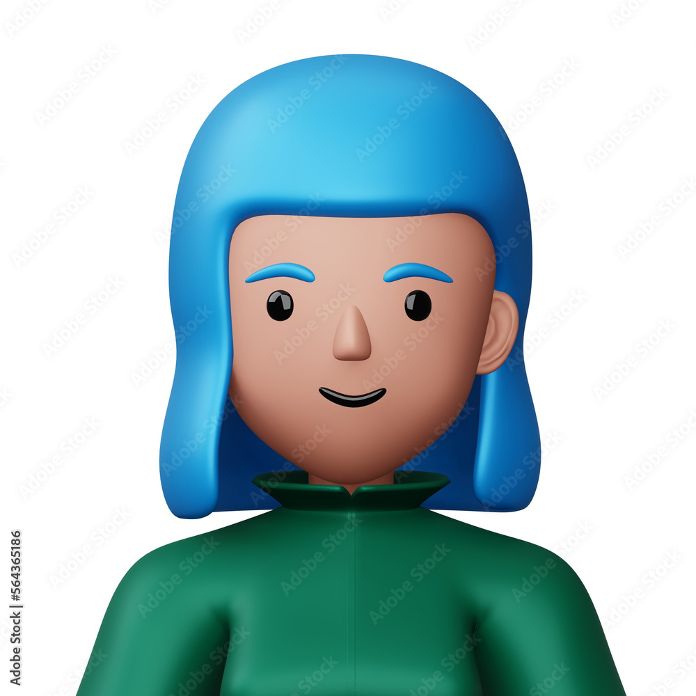Cute cartoon woman, happy people, 3d rendering Cute cartoon woman, happy people, 3d rendering