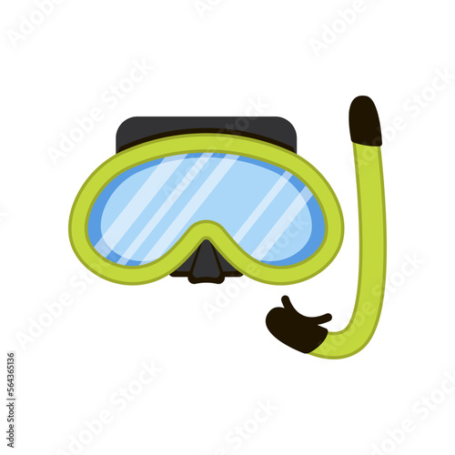 Isolated cartoon snorkel mask. Vector illustration mask for swimming on white background. Water sports equipment concept