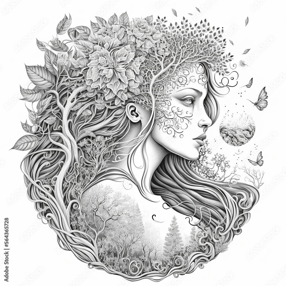 Fototapeta premium coloring page -portrait of a woman