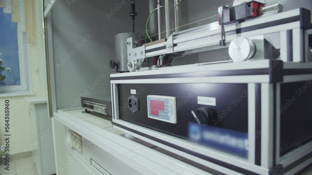 Modern equipment in laboratory. Research of physical and chemical properties of polymers to determine product use safety. Quality control of polymer products Modern equipment in laboratory. Research of physical and chemical properties of polymers to determine product use safety. Quality control of polymer products