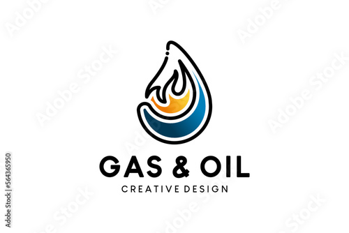 Creative modern abstract gas and fire logo design in drip concept