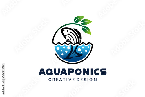 Modern abstract aquaponics logo in creative