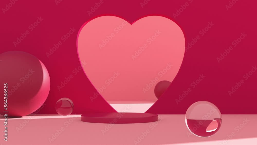 Podium mockup heart valentine's day intro able to loop seamless 4k