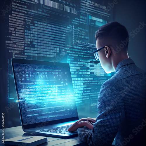 Data management digital technology software development. Illustration Generat...