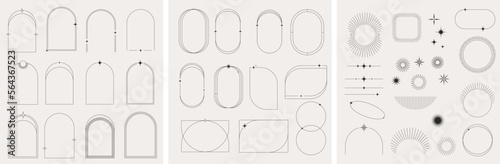 Modern Minimalist Aesthetic linear frames, arcs, stars and elements