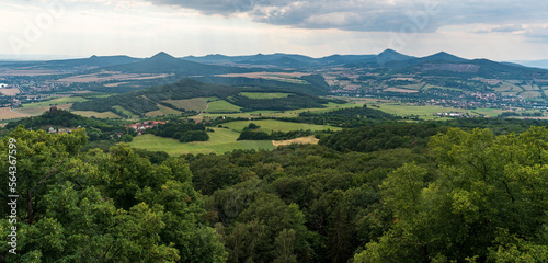 View from Plesivec hill in Ceske stredohori mountains in Czech republic