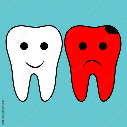Toothache. Tooth cavity flat icon