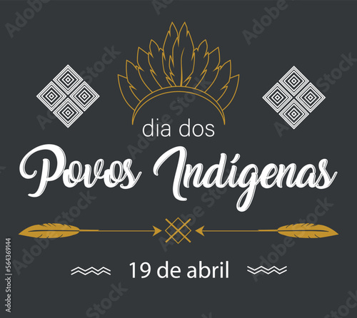 Indigenous Peoples Day on April 19 in Portuguese language. Illustration to Raise Awareness and Protect the Rights Population