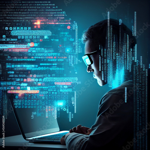 Data management digital technology software development. Illustration Generat...
