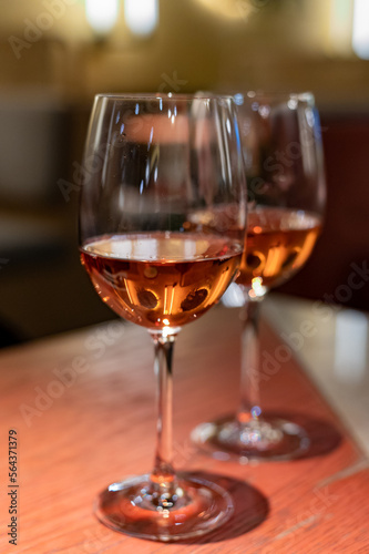 Tasting of Anjou wine, rose d'anjou produced in Loire Valley wine region of France near the city of Angers
