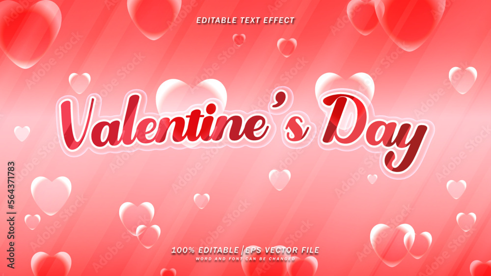 Valentine's Day with Editable 3D Text Effect Template 