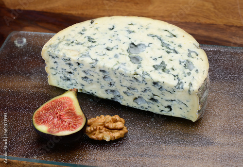 Cheese collection, piece of French blue cheese auvergne or fourme d'ambert