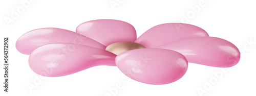 Pink glossy realistic flower. Isolated realistic pink blossom