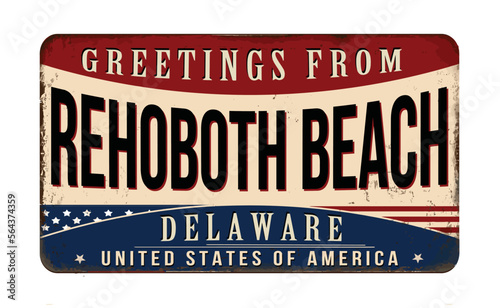Greetings from Rehoboth Beach vintage rusty metal sign