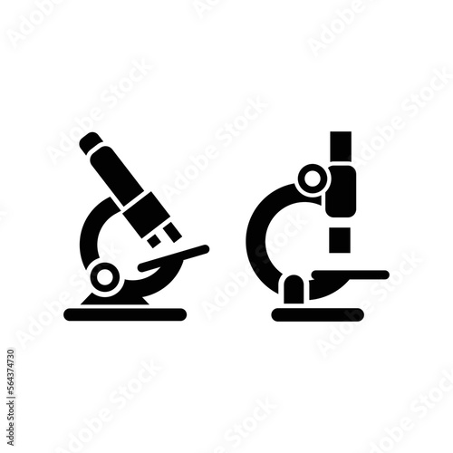 Simple monocular microscopes icon set vector. Analysis laboratory symbol logo.