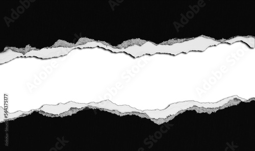 Ripped black paper on plain background, space for copy