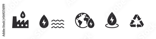 Water energy. Water renewable energy concept. Green electricity. Ecology and Energy web icons. Vector illustration