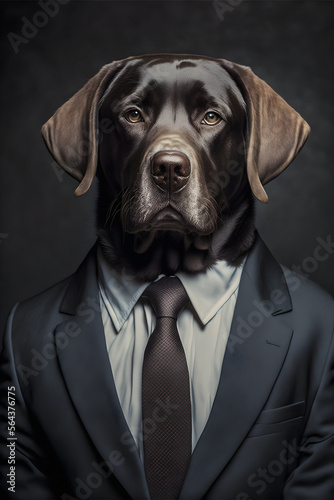 Portrait of a dog Labrador Retriever dressed in a formal business suit. 3d illustration © Pippa