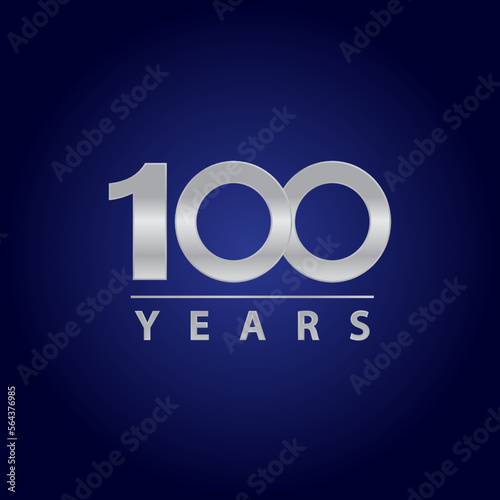 100 years silver for celebration. 100 years symbol for commemorations and celebrations for events. centenary number for companies. hundred years logo. commemorative date.